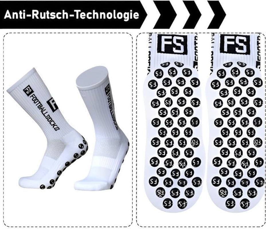 FS Footballsocks, 5 Paar, Größe 39-46, Grip Socken mit Anti-Rutschbeschichtung, Unisex